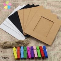 Бумажные фоторамки из цветного картона с прищепками и веревкой в наборе