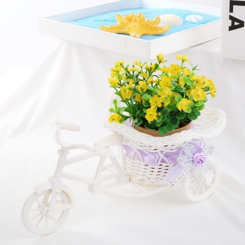 Декоративная пластиковая ваза-горшок-кашпо в виде велосипеда для цветов