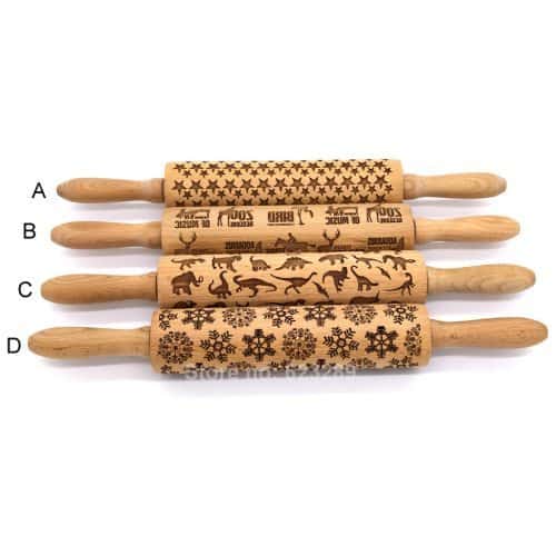 Текстурная деревянная скалка фигурная с узором для теста, пряников, печенья