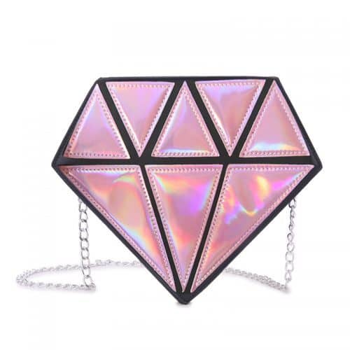 Женская голографическая сумка-клатч Diamond в виде алмаза на цепочке