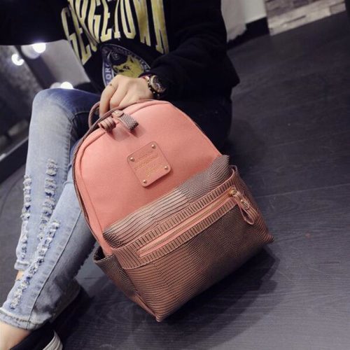 Женский рюкзак из искусственной кожи черный, белый, серый, розовый