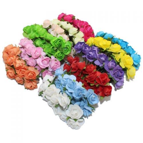 Декоративные цветы розы в наборе для скрапбукинга, кукольного домика