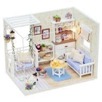 Деревянный кукольный домик-конструктор DIY с мебелью и светом для девочек