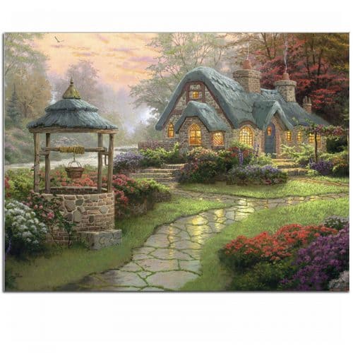 Дешевая алмазная вышивка (мозаика) картина пейзаж Дом мечты цветы в наборе