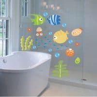 Детские наклейки для ванной комнаты – Рыбки