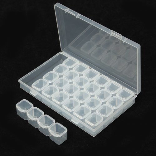 Пластиковый контейнер органайзер с ячейками для хранения мелочей для рукоделия (бисера, бусин, страз)
