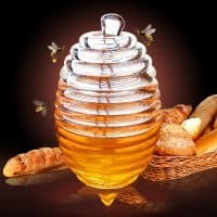 Пластиковая прозрачная банка для мёда с ложкой-палочкой