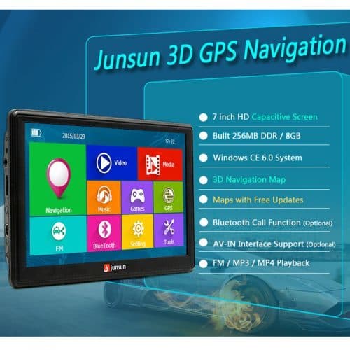 Автомобильный gps-навигатор Junsun 7 дюймов HD FM 8 ГБ / 256 мБ DDR / 800 мГц