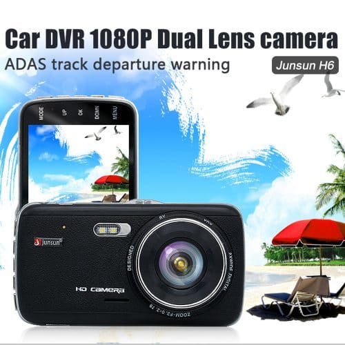 Автомобильный видеорегистратор-камера с двумя камерами переднего и заднего вида Junsun 4 дюйма Full HD 1080 P