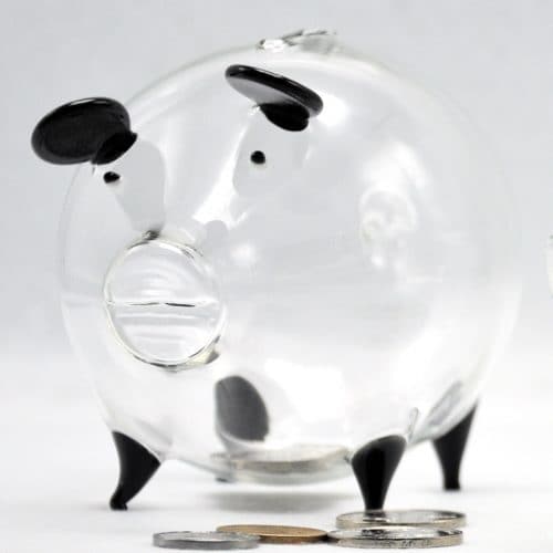 Прозрачная стеклянная копилка для денег в виде свиньи/поросенка