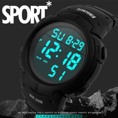 Часы мужские спортивные наручные цифровые водонепроницаемые с задней подсветкой Skmei