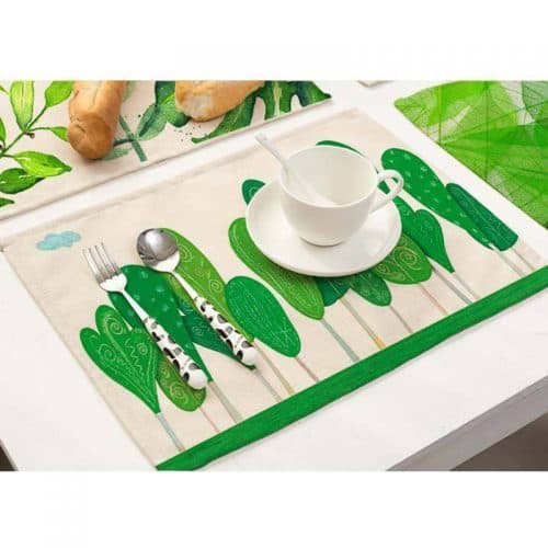 Красивые тканевые хлопковые зеленые салфетки для сервировки стола