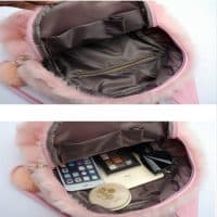 Пушистый плюшевый женский рюкзак (розовый и черный)