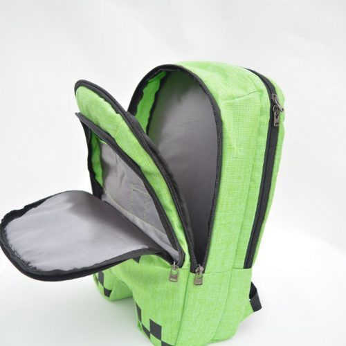 Зеленый школьный текстильный рюкзак Крипер Майнкрафт
