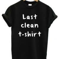 Женская белая и черная хлопковая футболка Last clean t-shirt (Последняя чистая футболка)