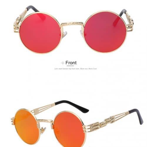 Женские солнцезащитные круглые зеркальные очки UV400 в стиле стимпанк из поликарбоната и металла