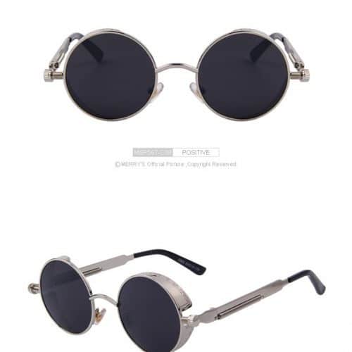 Женские солнцезащитные круглые зеркальные ретро очки UV400 в стиле стимпанк из пластика и металла