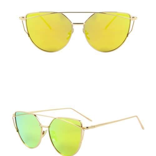 Женские солнцезащитные зеркальные очки UV400 формы кошачий глаз из поликарбоната и металла