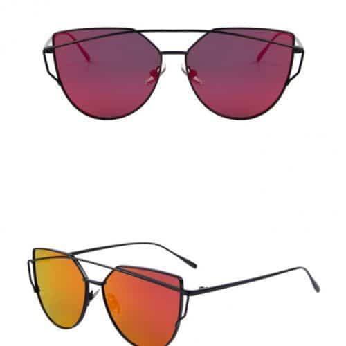 Женские солнцезащитные зеркальные очки UV400 формы кошачий глаз из поликарбоната и металла