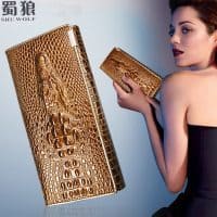 Женский длинный кошелек бумажник из натуральной кожи под крокодила 18,5 см