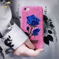Чехол-бампер задняя крышка с вышивкой розы на айфон (iPhone) 6, 7