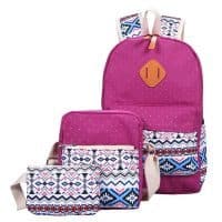 Рюкзак женский тканевый городской школьный молодежный в наборе с маленькой сумкой и кошельком/косметичкой