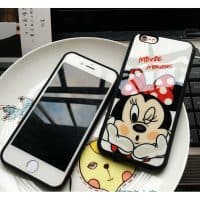 Силиконовый мягкий чехол-бампер с Минни и Микки Маус на айфон (iPhone) 5, 6, 7
