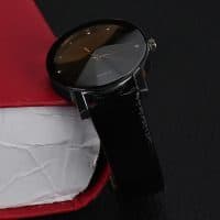 Женские и мужские наручные кварцевые повседневные черные минималистичные часы с аналоговым дисплеем
