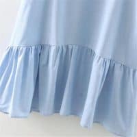 Женское голубое длинное летнее платье свободного кроя с оборками внизу
