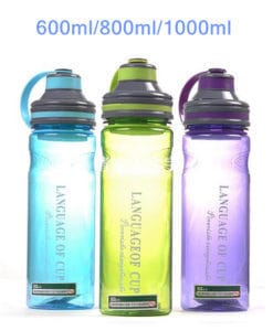 Большая пластиковая спортивная герметичная бутылка для воды для фитнеса 600/800/1000 мл