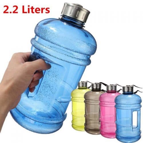 Большая пластиковая спортивная герметичная бутылка с ручкой для воды для фитнеса 2,2 л