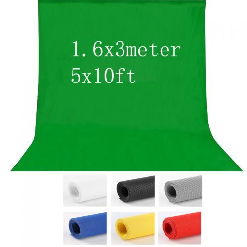 Хромакей фон-экран 1.6×3 м тканевый зеленый для фотостудии (белый, желтый, синий, серый, красный, черный)