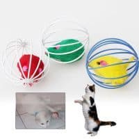 Игрушка мягкая пушистая яркая мышка в мячике-шарике для кошки