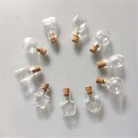 Маленькие стеклянные мини бутылки-флаконы с пробкой (в наборе 10 шт. разной формы)