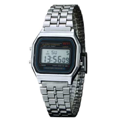 Мужские и женские наручные классические цифровые кварцевые металлические часы из нержавеющей стали (реплика Casio)