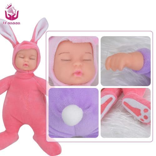 Мягкая детская игрушка-кукла Спящий младенец-зайчик с ушками