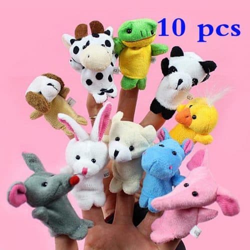 Мягкие пальчиковые игрушки-зверюшки на пальцы рук Животные, зоопарк 10 шт.