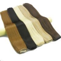 Накладные синтетические искусственные прямые пряди волос натуральных оттенков с эффектом омбре на заколках (60 см)