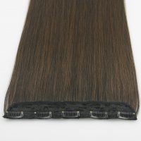 Накладные синтетические искусственные прямые пряди волос натуральных оттенков с эффектом омбре на заколках (60 см)