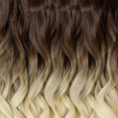 Накладные синтетические искусственные волнистые пряди волос натуральных оттенков с эффектом омбре на заколках (60 см)