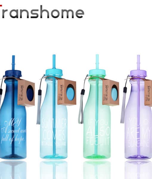 Пластиковая спортивная герметичная бутылка с трубочкой для воды для фитнеса 650 мл
