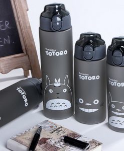 Пластиковая спортивная герметичная матовая серая бутылка Тоторо для воды для фитнеса 500/700 мл
