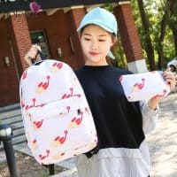 Рюкзак женский школьный молодежный тканевый из нейлона со смайликами Emoji в комплекте с маленькой сумочкой-косметичкой