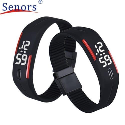 SENORS Мужские и женские наручные спортивные силиконовые цифровые водонепроницаемые светодиодные часы-браслет