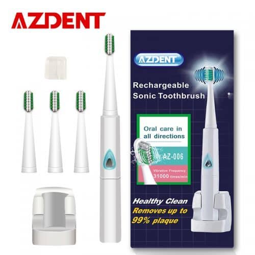 AZDENT 110/220 V электрическая беспроводная водонепроницаемая ультразвуковая зубная щетка с 4 сменными насадками
