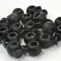 Черные пластмассовые стопоры-шарики-фиксаторы для шнура (20 шт.)