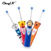 CkeyiN электрическая водонепроницаемая зубная щетка для детей с животными-мультяшками