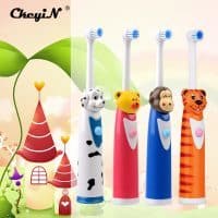 CkeyiN электрическая водонепроницаемая зубная щетка для детей с животными-мультяшками