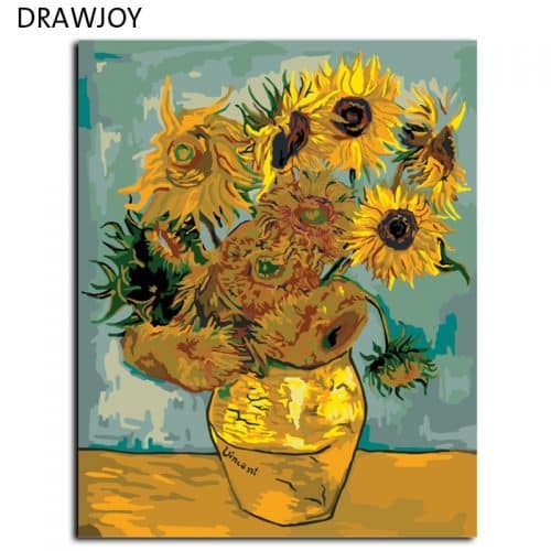 Картина-раскраска по номерам на холсте Подсолнухи Ван Гога