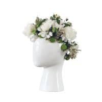 Керамическая декоративная белая и черная ваза в виде человеческой головы